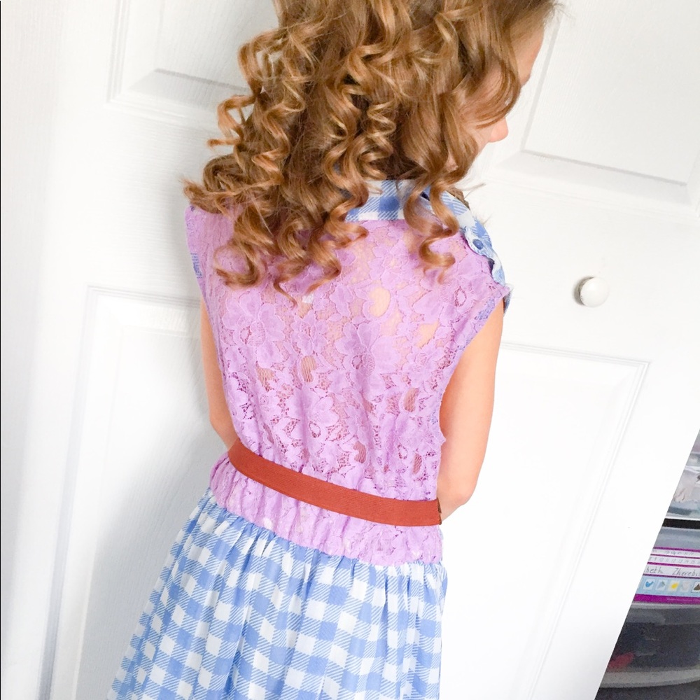 Kids dress plaid and lace
